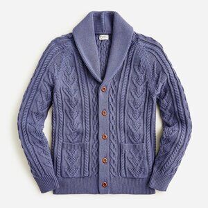 NWOT J. Crew Men Size Small 100% Cotton Cable Knit Shawl Collar Cardigan Sweater